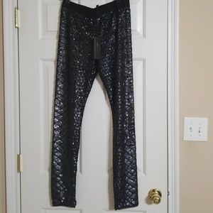 BCBG MAXAZRIA Black Sequin Pants